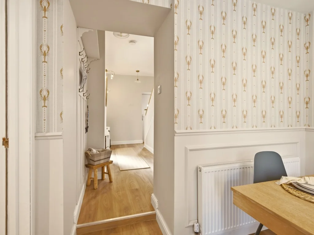 View from dining room towards the entrance hallway