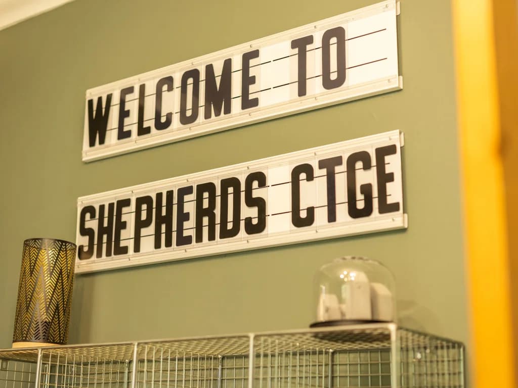 Welcome to Shepherd's Cottage sign.