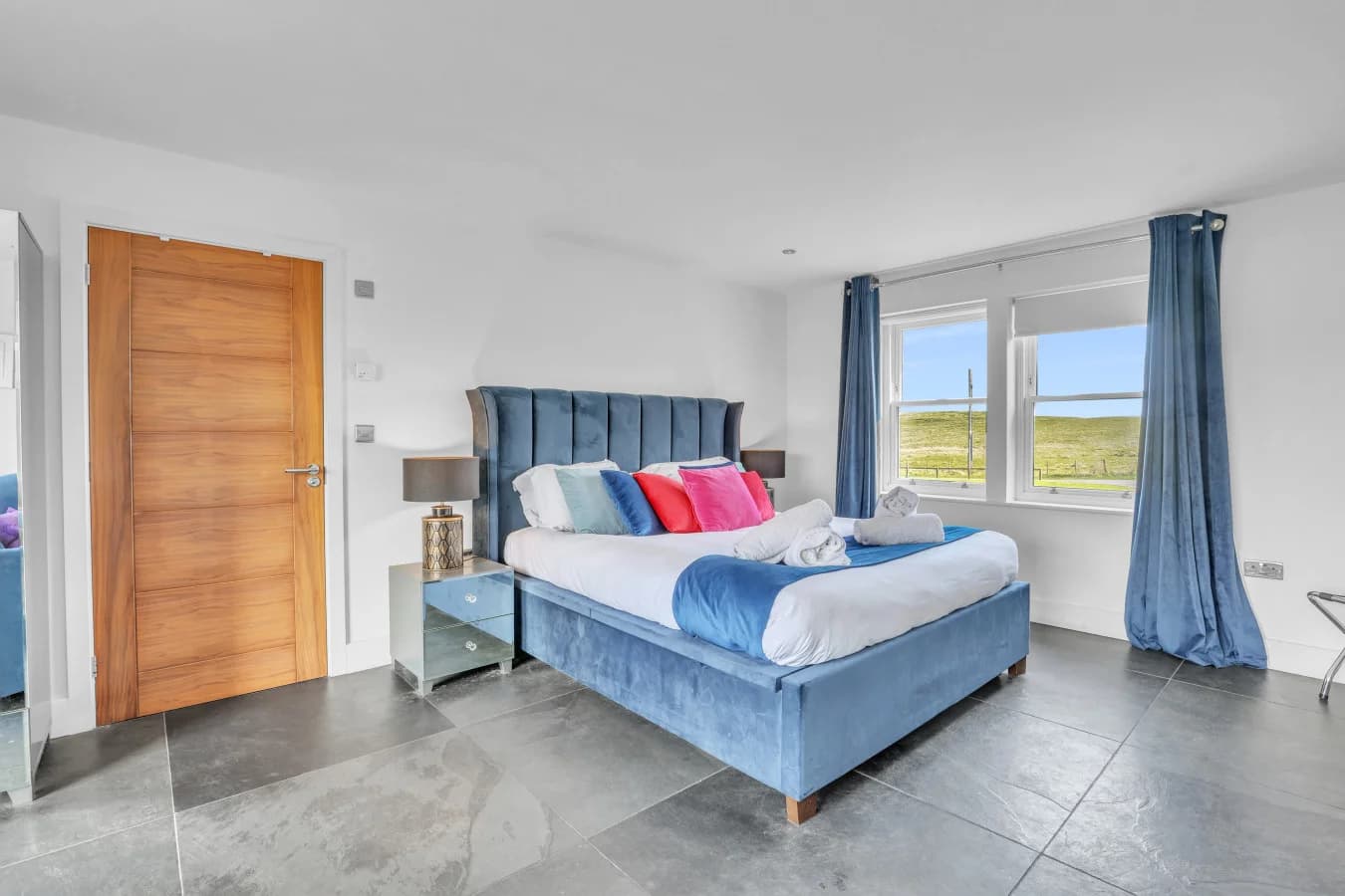 Spacious super-king bedroom with countryside views and ensuite