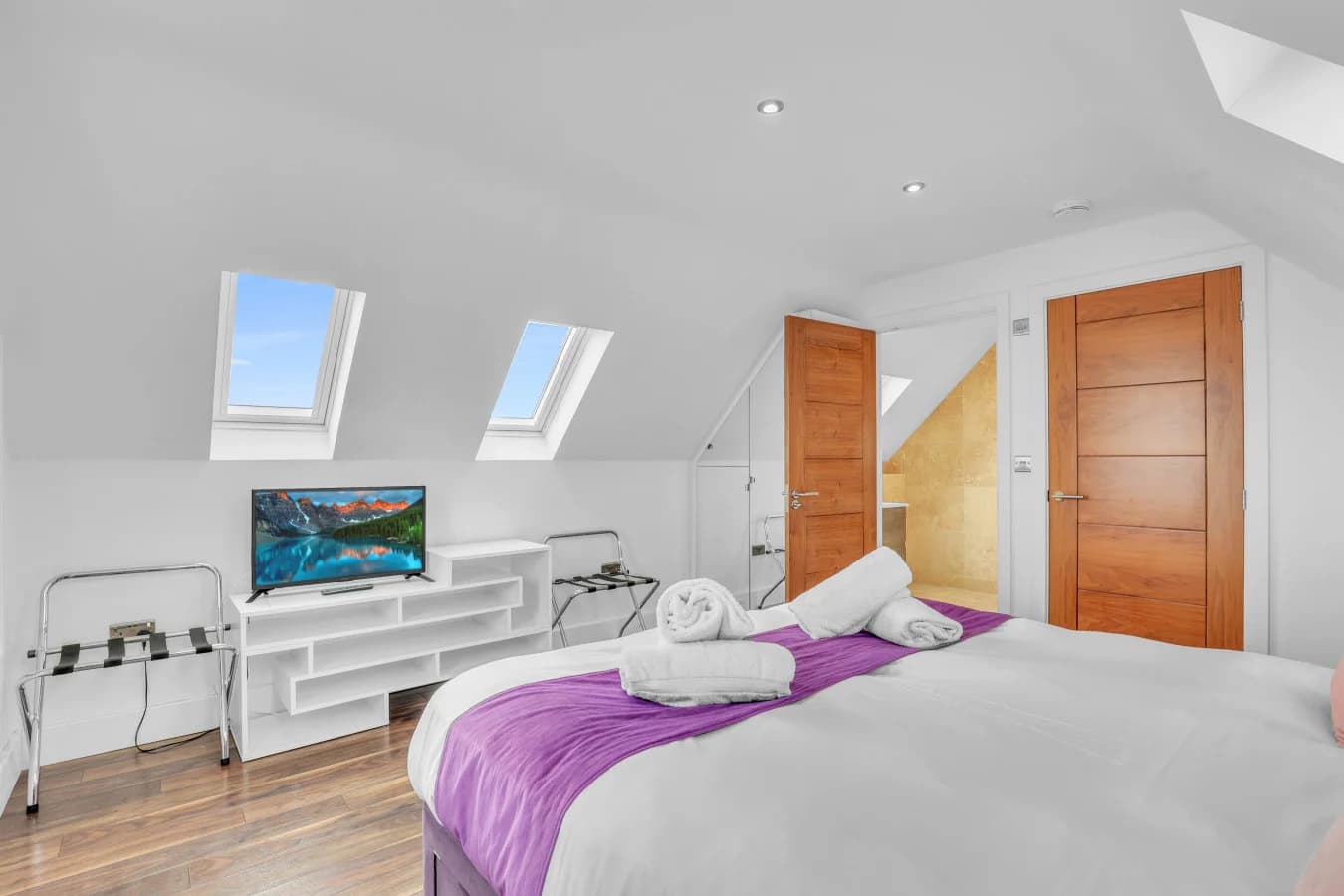 Bright and airy bedroom with Smart TV and ensuite access