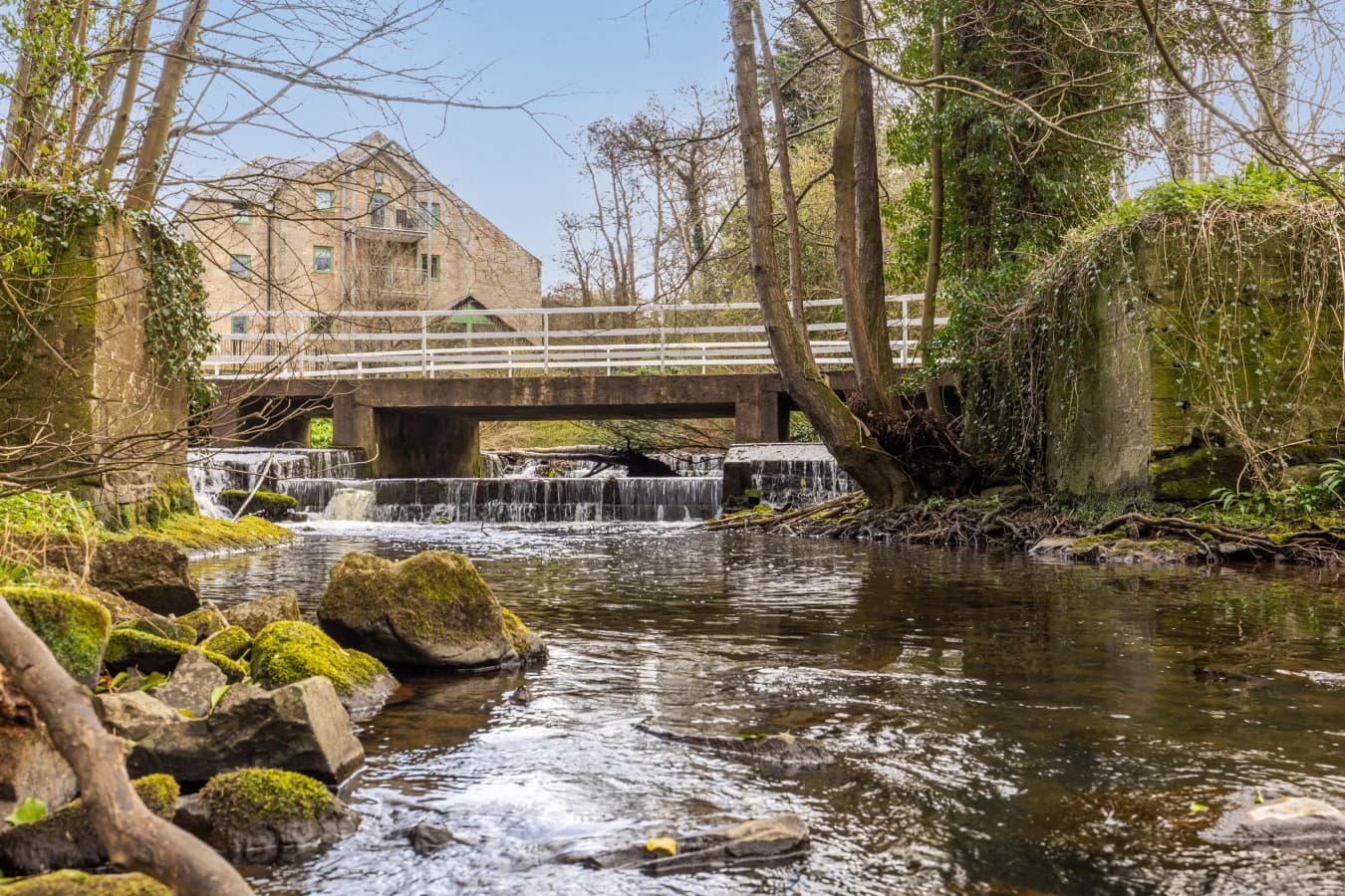 Waren Burn flowing beneath Spindlestone Bridge