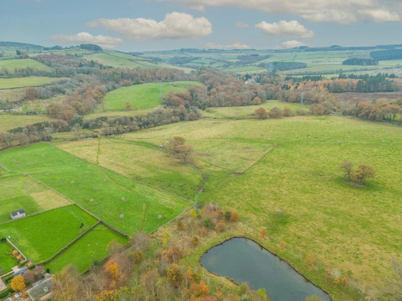 Patchwork fields and peaceful countryside surrounding the estate