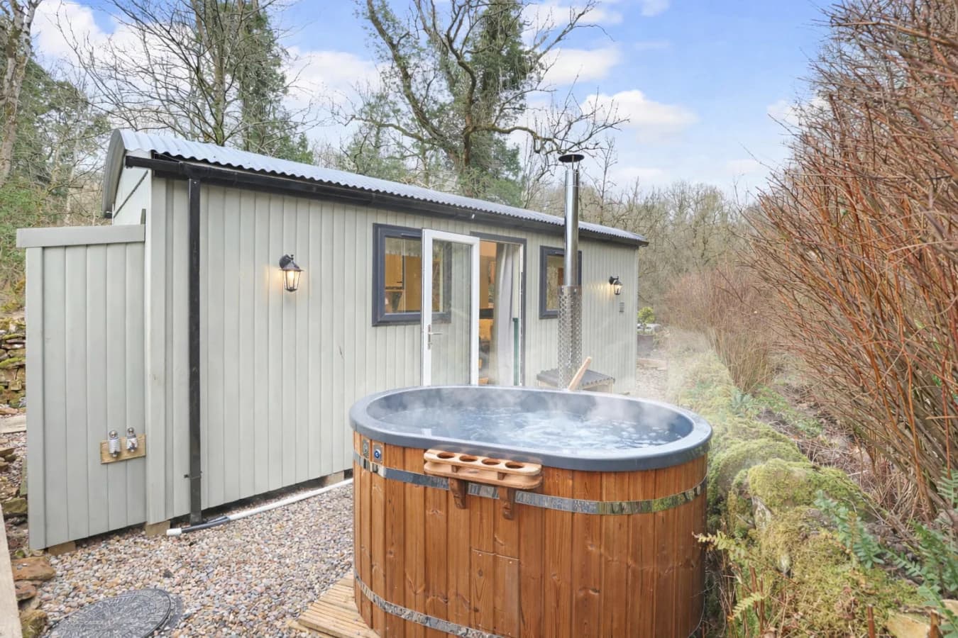 Private outdoor hot tub, perfect for relaxing escapes in nature