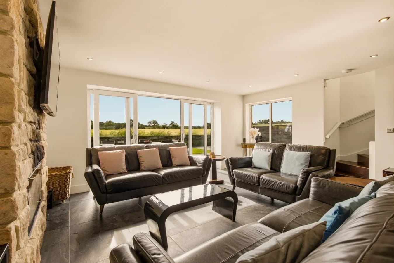 Bright living area with panoramic countryside views