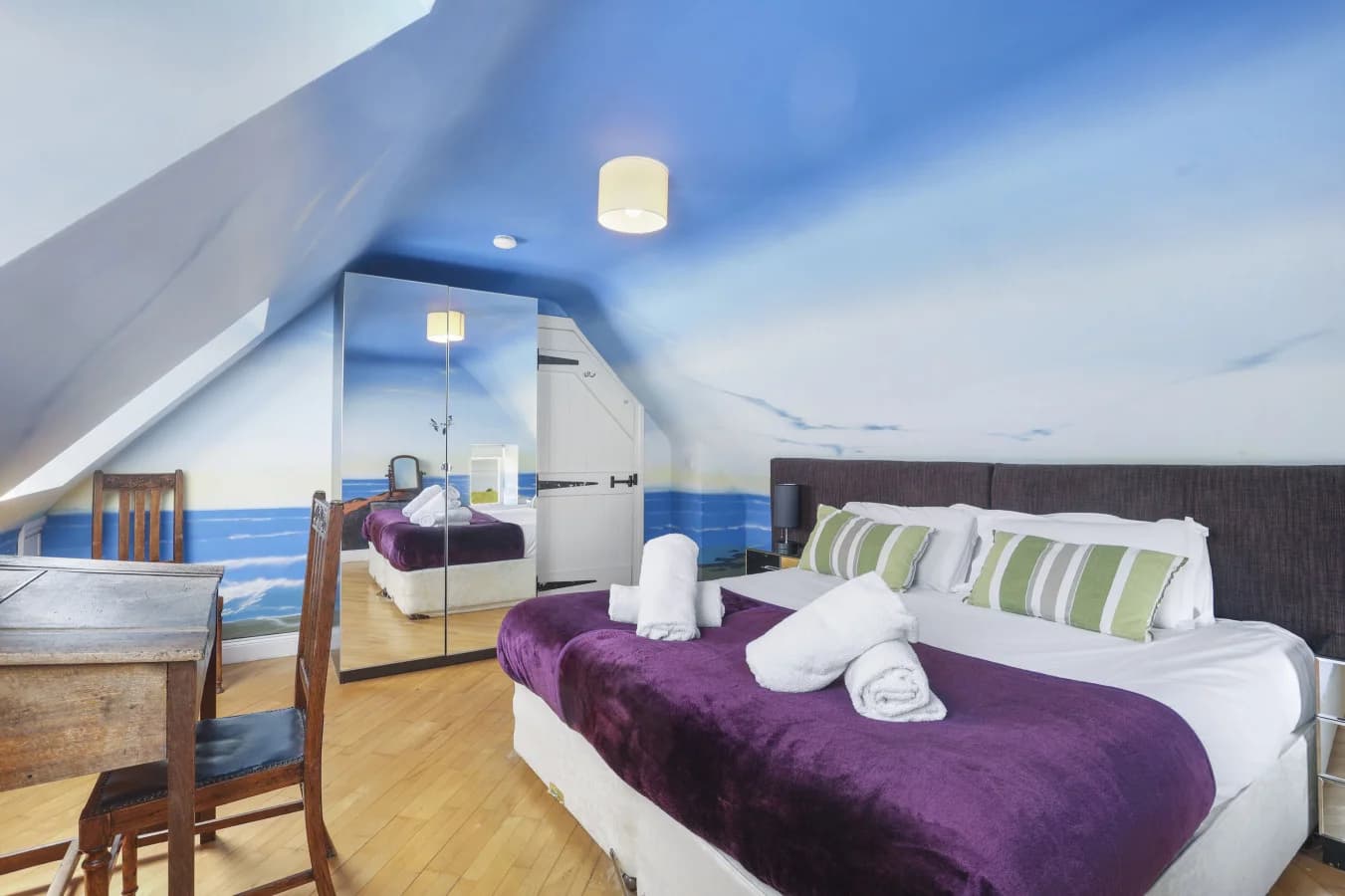 Super king bedroom with sea views and oak flooring