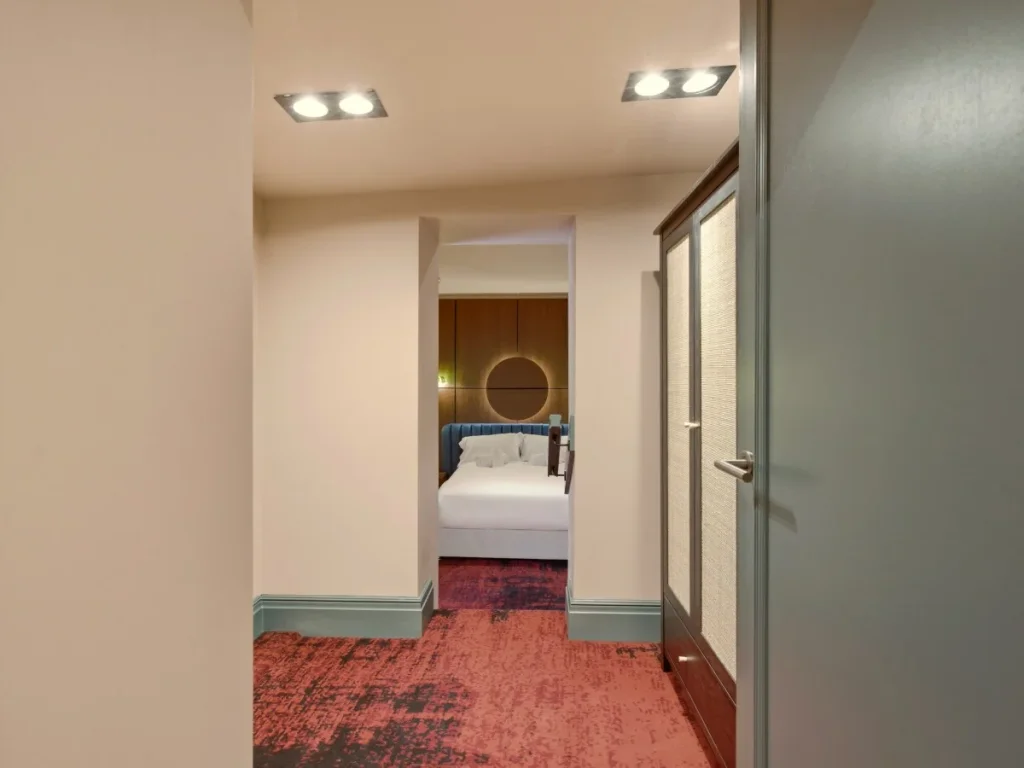 Walkthrough hallway leading into the separate double bedroom
