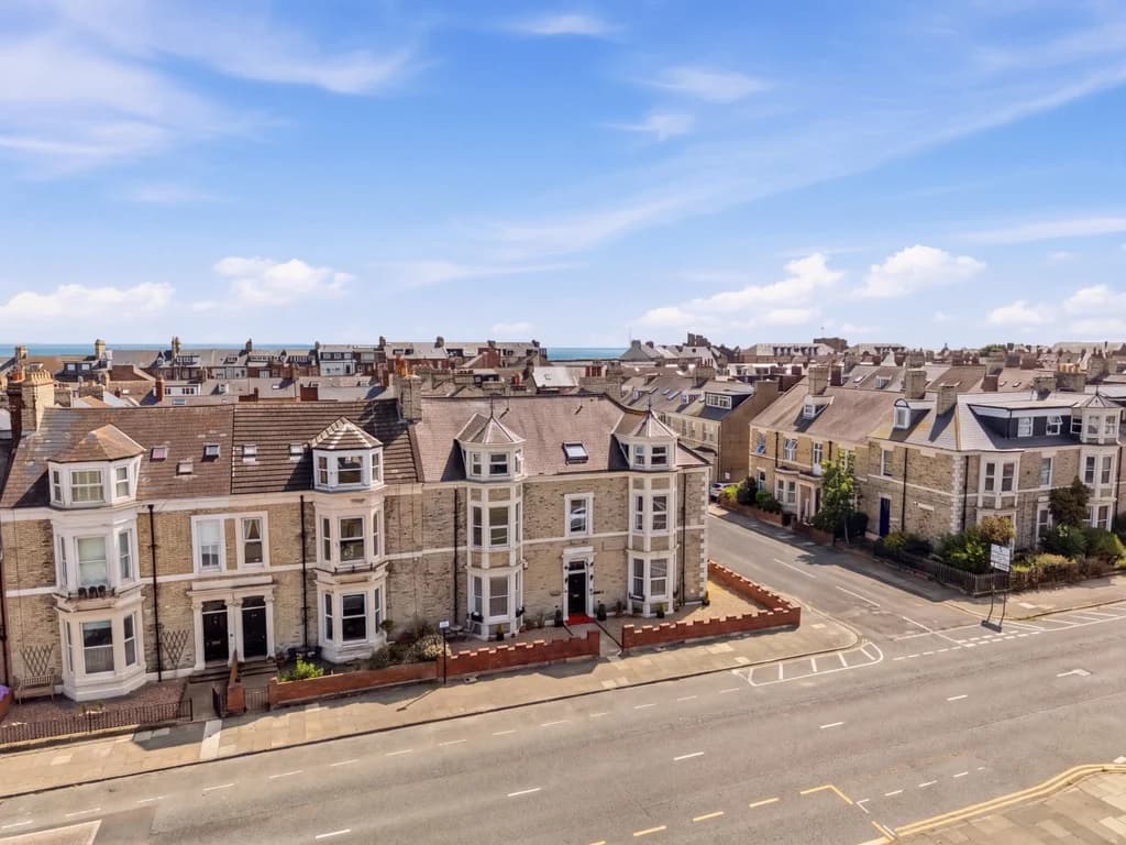Elevated view of the apartment building within Tynemouth.