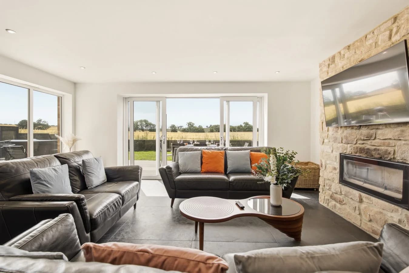 Bright living area with panoramic countryside views
