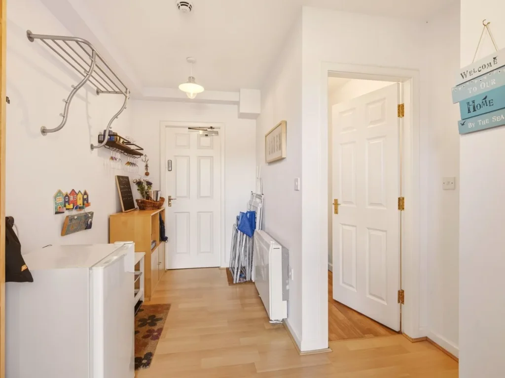 Private entrance lobby with bike storage, shelving and coat hooks