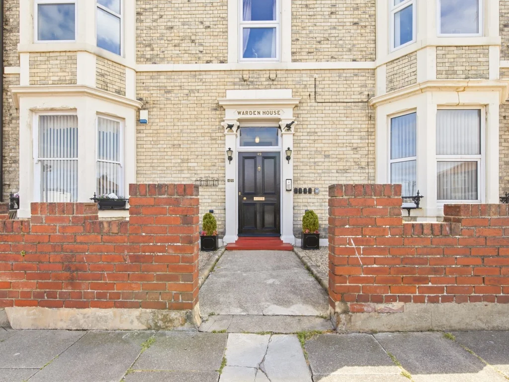 Entrance to the apartment building on Percy Park Road.