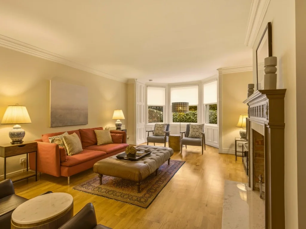 Relax in the spacious lounge with its welcoming fireplace
