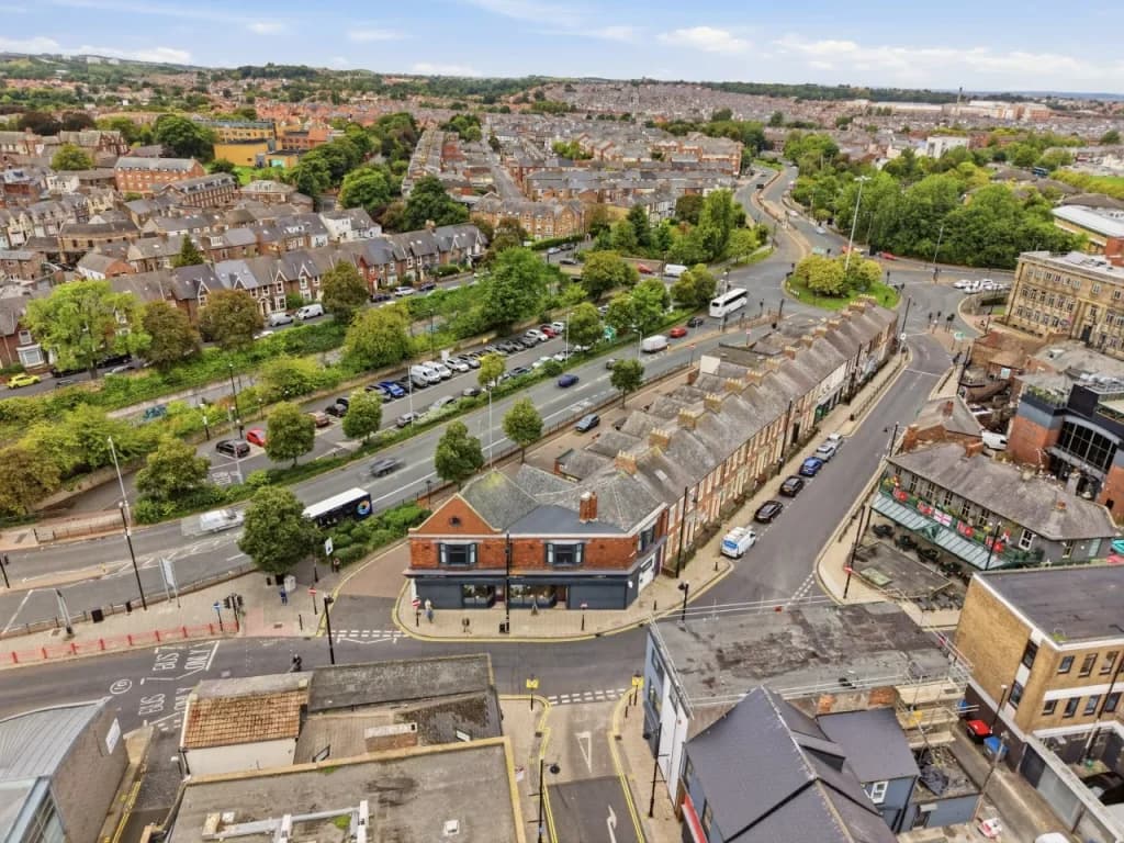 Aerial view across Sunderland city centre and surrounding neighbourhoods.