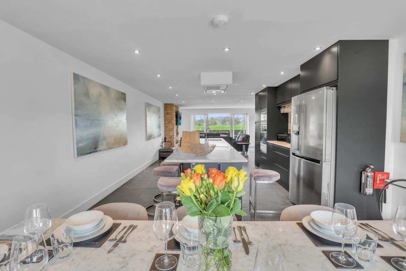 Elegant dining area flowing into the open-plan living space